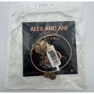 Alex & Ani Love III Goldtone Bangle Bracelet NWT A16EBLRG New